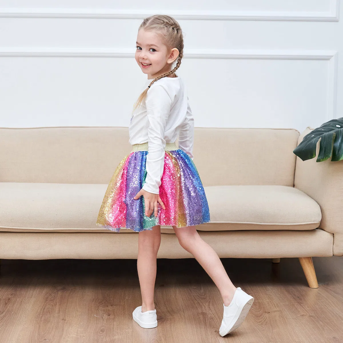 Sunny Fashion Chicas Falda Azul Corazón Lentejuelas Espumoso Tutu Bailando 2-12 años