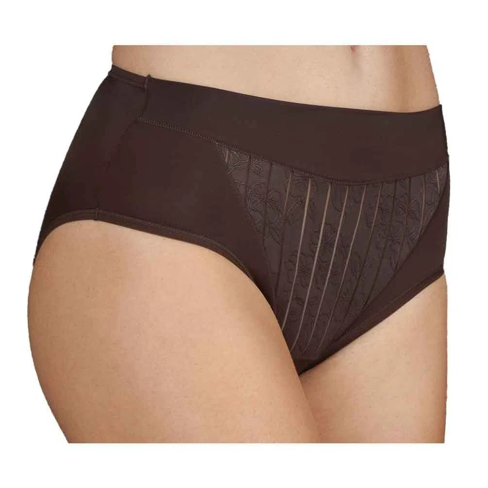 Selene, Braga de Mujer Cintura Alta Ligeramente Contenedora, Braguita Efecto Moldeador con Motivo Floral a Rayas, Colección Mariluz