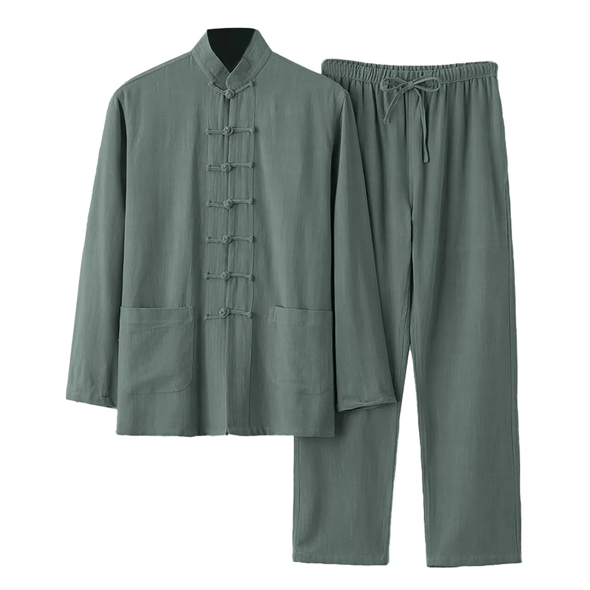 Genérico Traje De Artes Marciales para Hombres Ropa Tradicional China Traje Tang Uniformes De Kung Fu Ropa De Tai Chi De Lino Y AlgodóN Uniforme De MeditacióN Zen Top De Solapa con Bolsillos Elegante