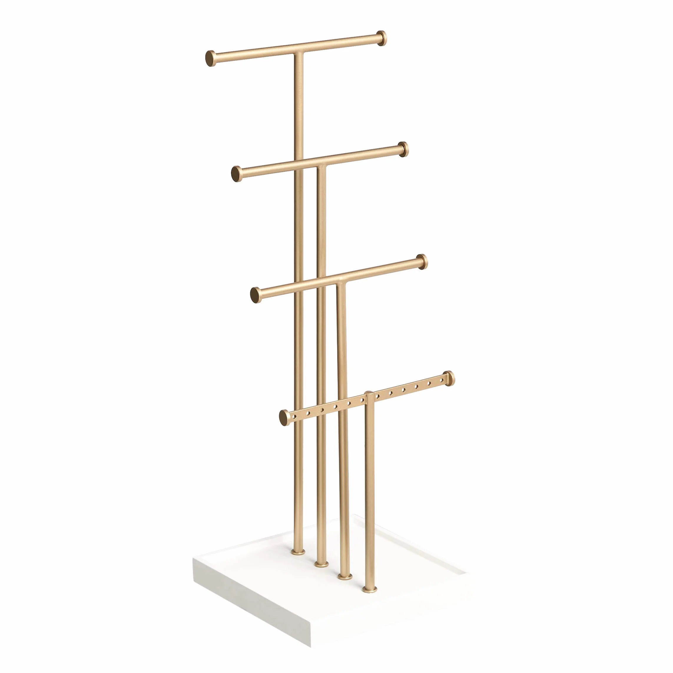 Amazon Basics Joyero de cuatro pisos con forma de árbol, blanco/latón Irregular