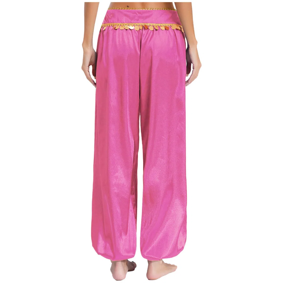 Sywiyi Pantalones largos de danza del vientre para mujer, pantalones bombachos con lentejuelas de baja estría, indios, orientales, disfraz de fiesta temática, carnaval
