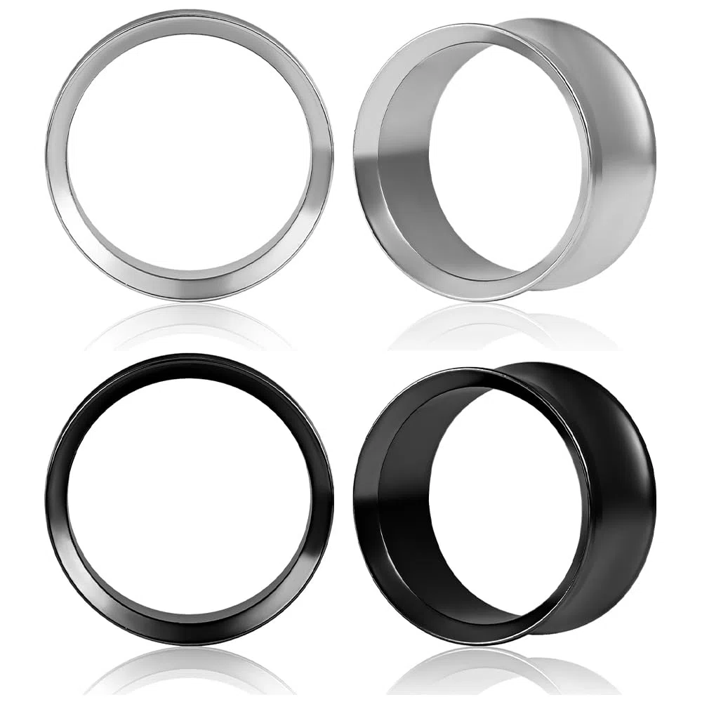 DOEARKO Dilataciones Orejas 2 Pares Expansores de Túnel Acero Inoxidable Doble Acampanados Expansore Estiramiento Piercing Joyería para Hombres y Mujeres 8mm a 16mm