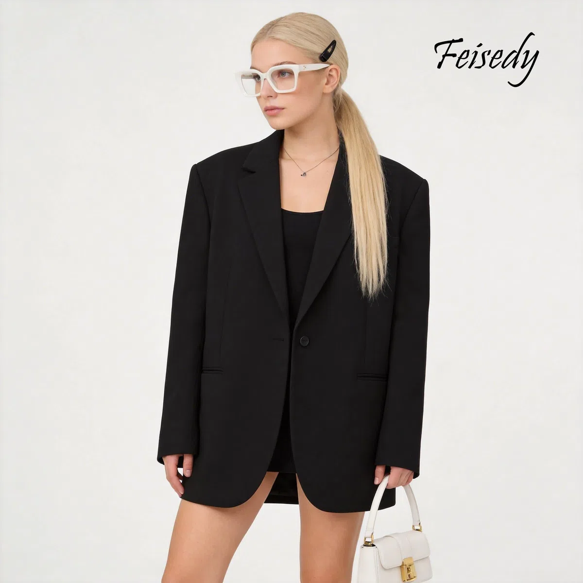 FEISEDY Gafas Cuadradas Clásicas con Lentes Transparentes para Mujeres y Hombres Gafas de Montura Vintage B2461