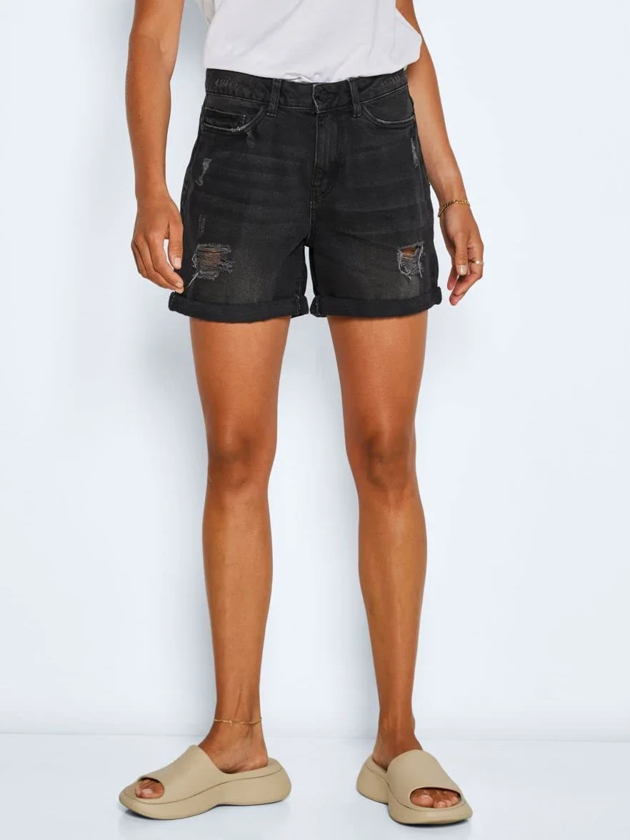 NOISY MAY Smiley Destroy Mujer Pantalones Cortos Negro