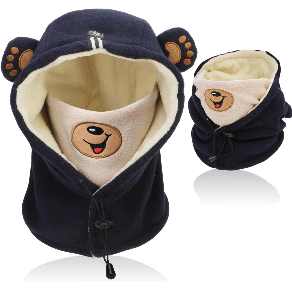 Pasamontañas Niños de Invierno, Gorro Térmico con Máscara de Esquí Ciclismo Cálido Forro Polar Prueba de Viento Ajustable Sombreros Gorro con Capucha Calentador de Cuello Niños Niñas