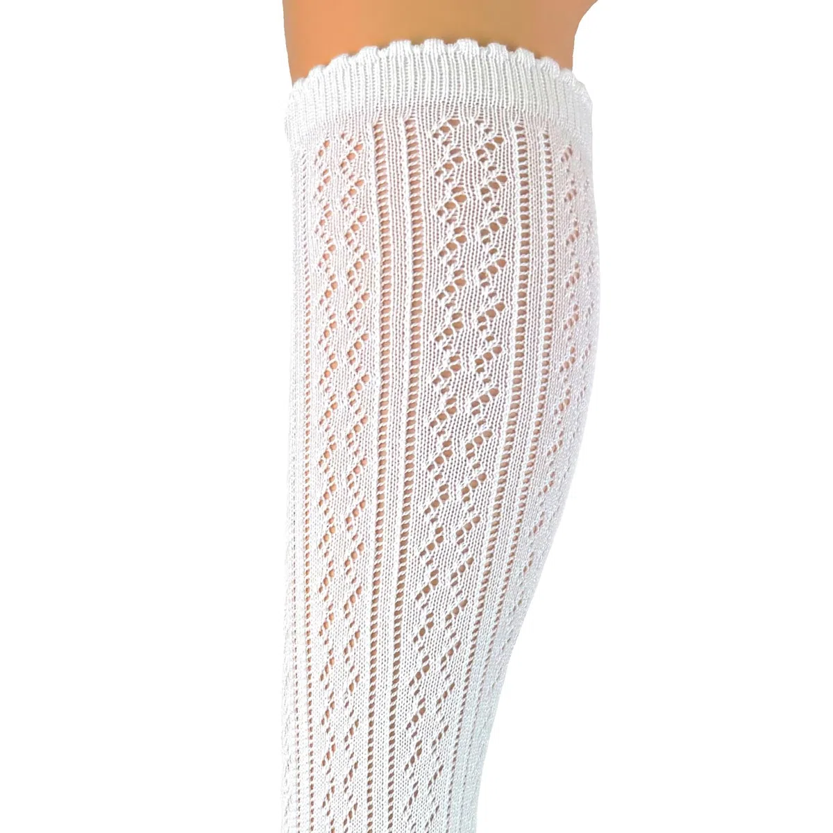 Elegantes medias largas para mujer, hasta la rodilla, para traje regional, color blanco, punta cosida a mano, para boda, Oktoberfest, festival tradicional tradicional tradicional
