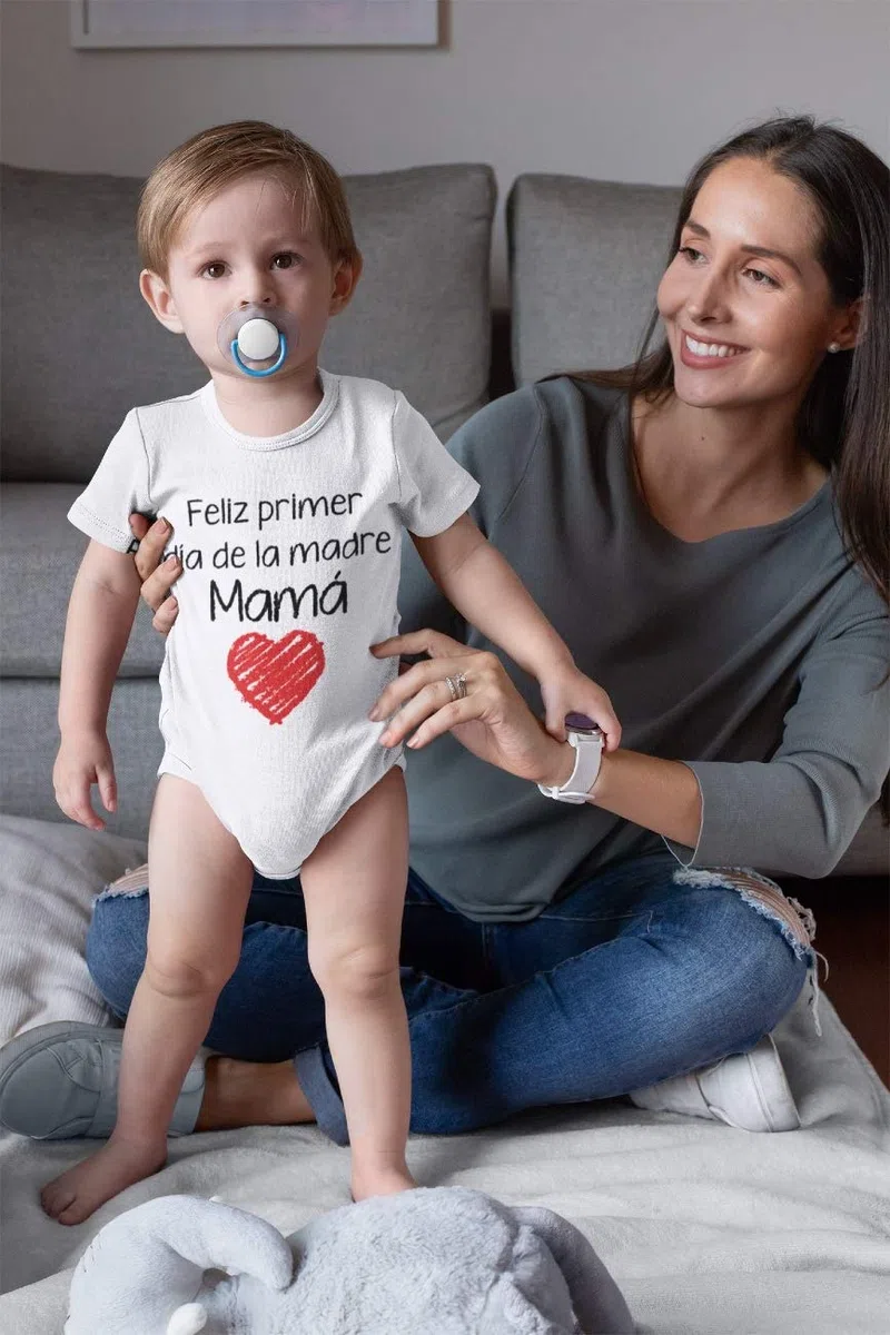 Regalo - Feliz Primer día de la Madre Mamá Body bebé Manga Corta