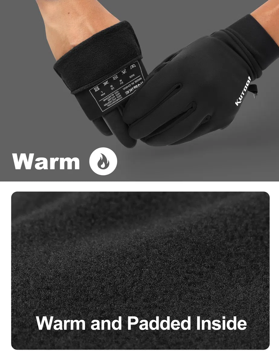 KUTOOK Guantes Invierno al Aire Libre a Prueba de Viento Cálida Pantalla Táctil Anti Slim Palma para Ciclismo Correr Esquí Escalada WF706