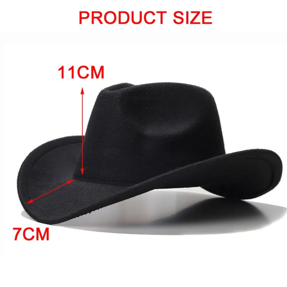 Sombrero de vaquero negro clásico sombrero de fieltro occidental universal de ala ancha sombreros Fedora sombreros invierno otoño mantener caliente sombrero estilo vaquero accesorios para fiesta de