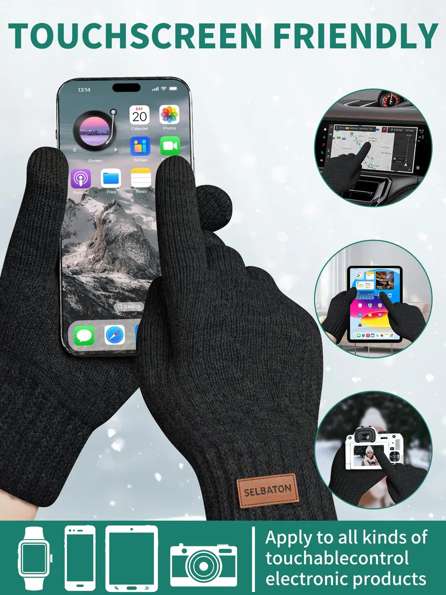 Guantes Invierno Hombre termicos Mujer - para Pantalla Táctil Cálidos, Guantes Elásticos al Aire Libre, Conducción, Ciclismo, Escritura, Pesca, Correr, Esquí
