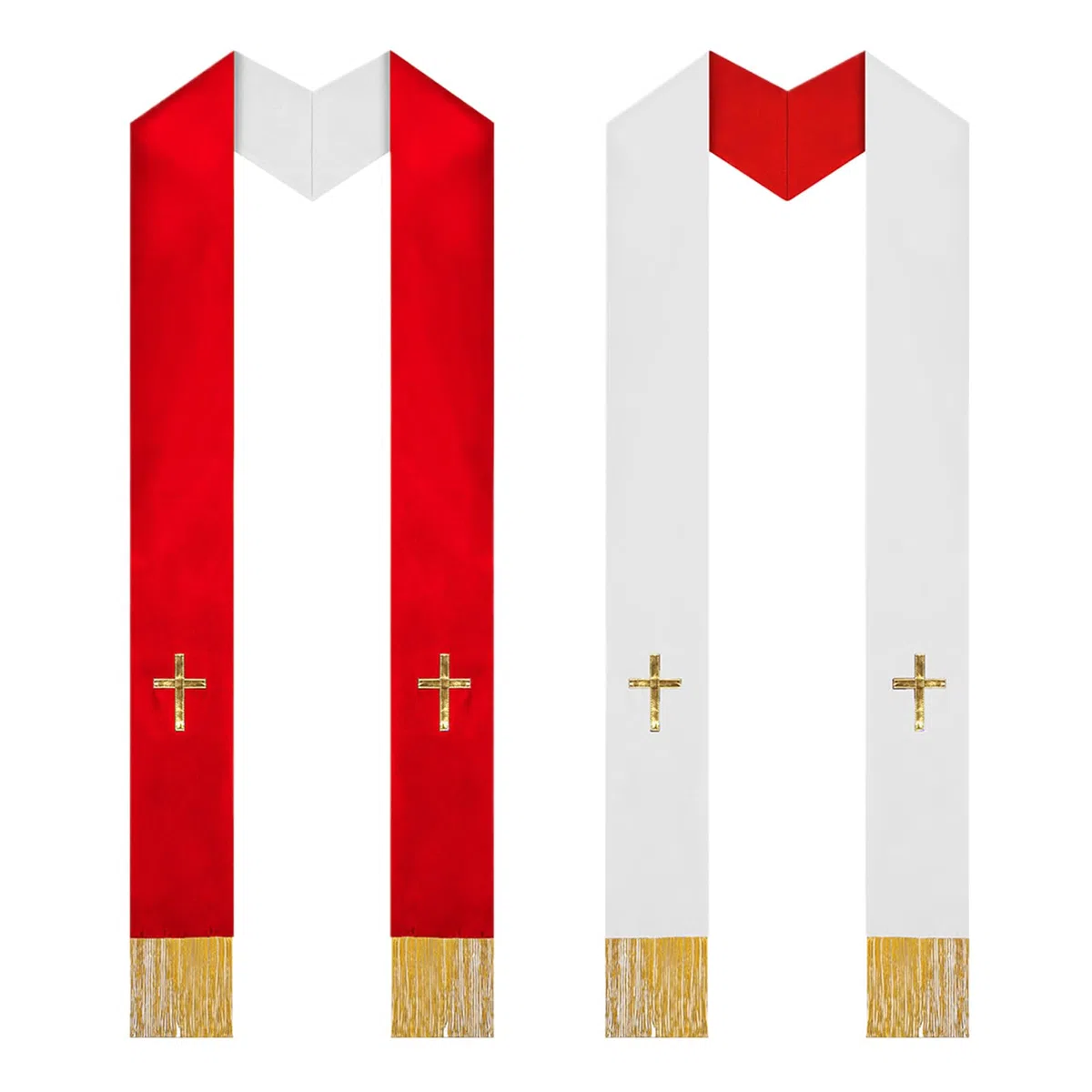 Chaleco de estola de sacerdote, bufanda reversible bordada con borlas, accesorio unisex para iglesia de pastor, ropa de culto litúrgico, ropa de ministro para adultos, para ceremonia de bautizo