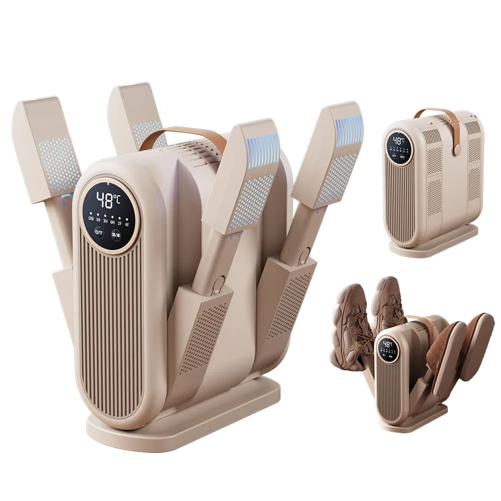 Secador de Zapatos Eléctrico Plegable 4 Brazos con Temporizador