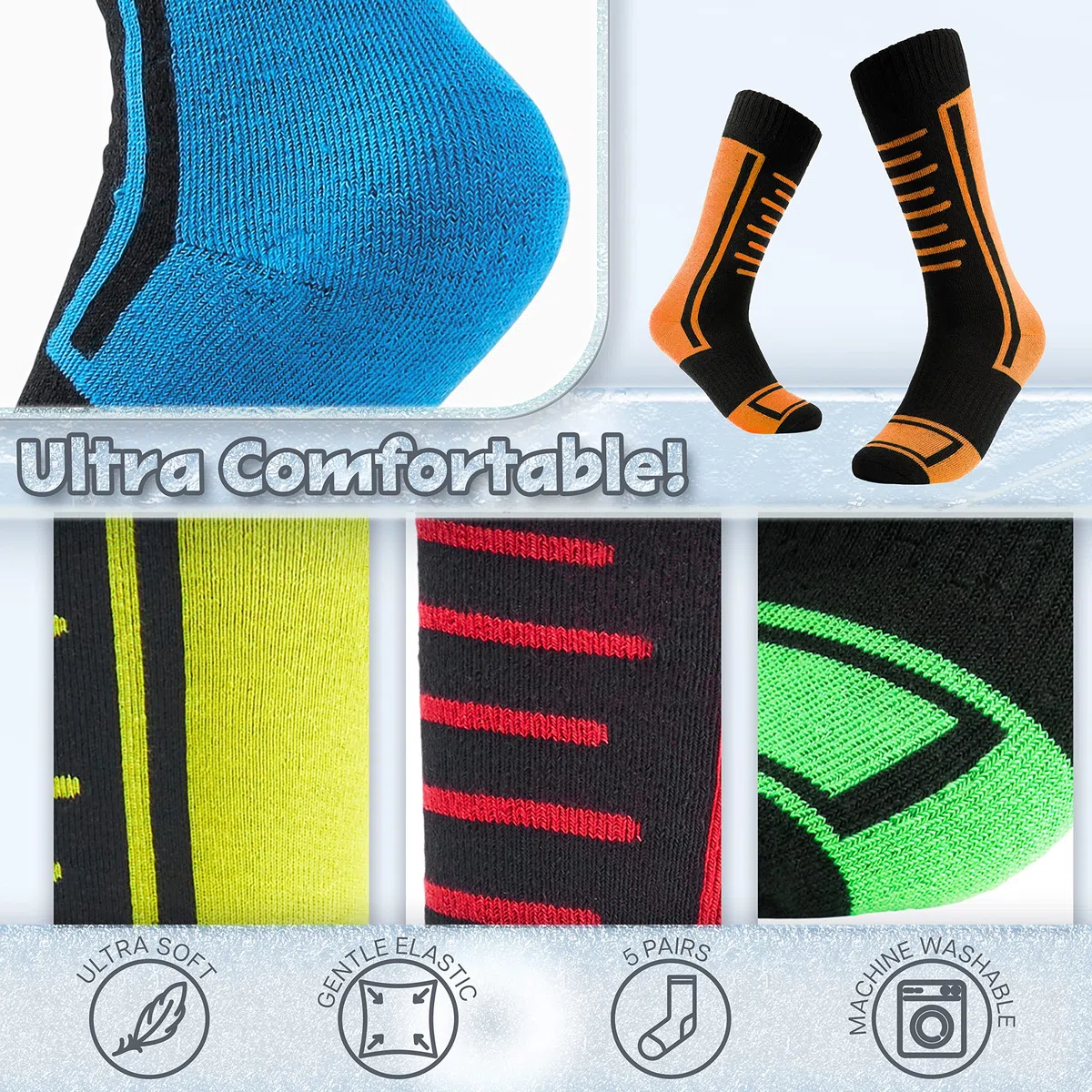 CityComfort Calcetines de Esquí para Niños Multipack 27-31, 31-36