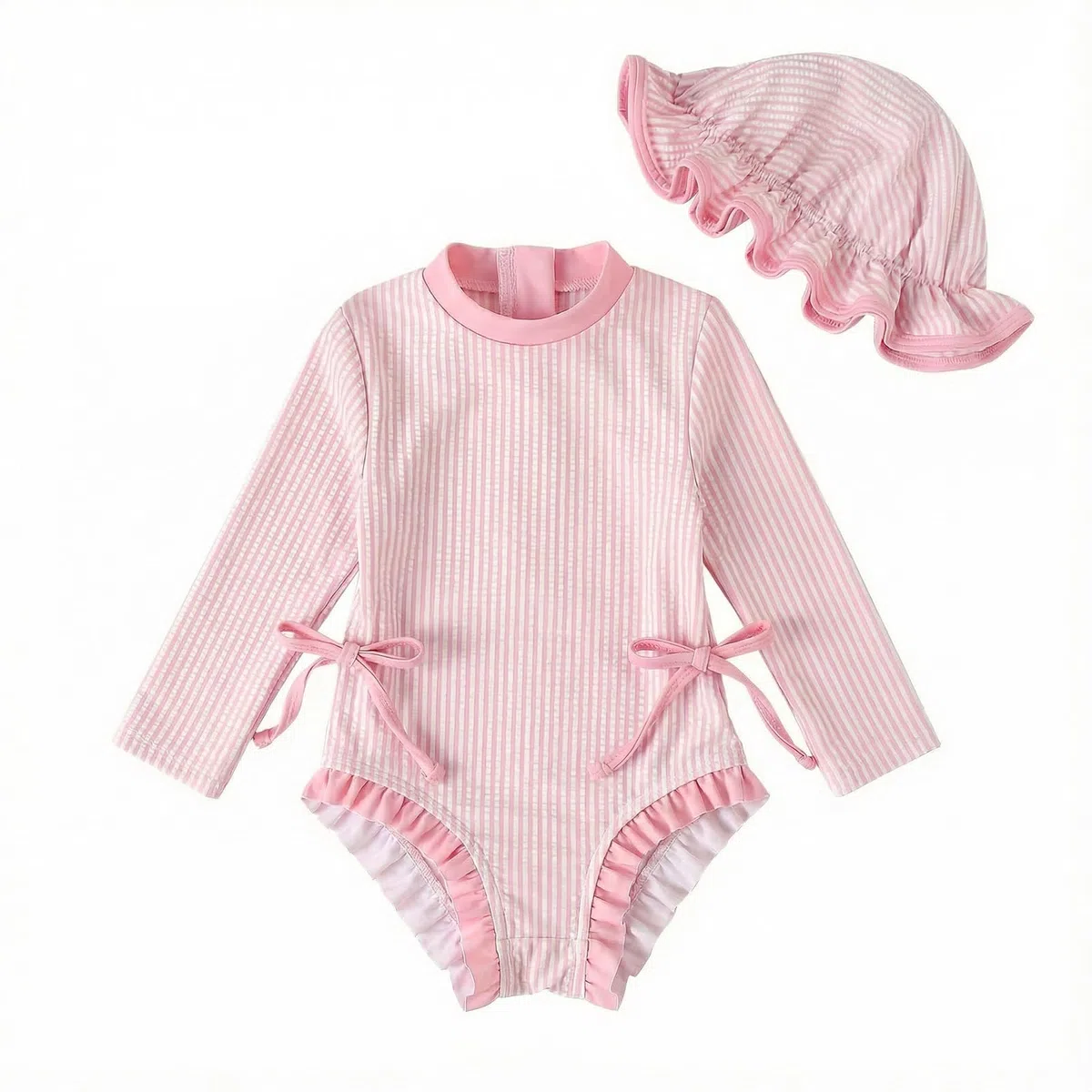 DivingBirds Bañador de manga larga para niña, traje de baño de una pieza con capucha, material elástico, diseño colorido para 3-24 meses