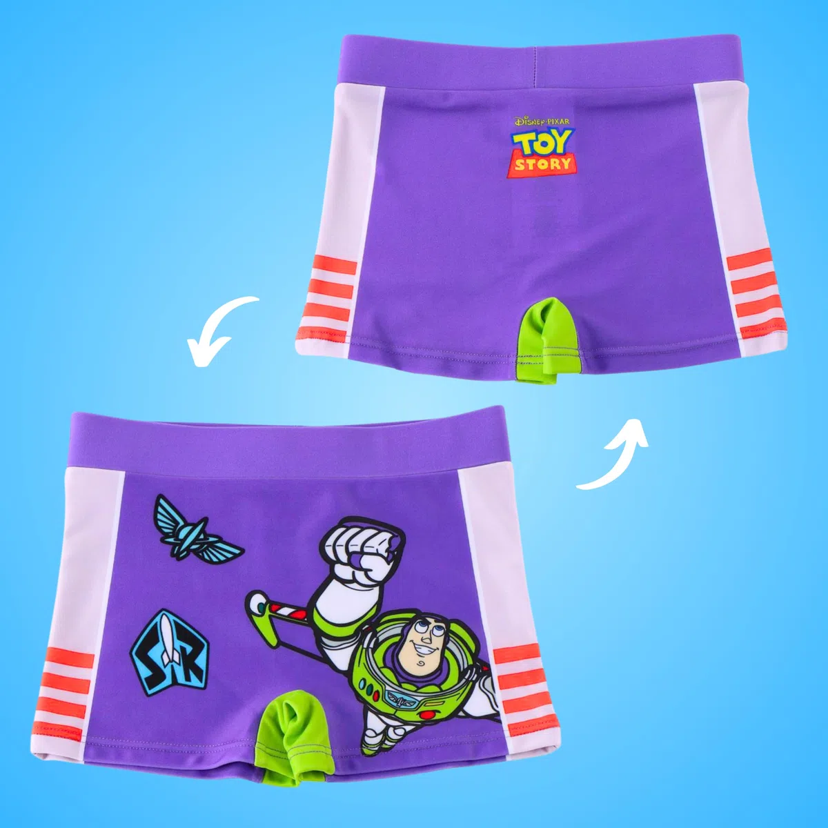 Disney Pixar Toy Story Bañador para Niño, Buzz Lightyear Shorts de Baño Boxer, Bañador de Natación Infantil, Tallas 3 a 8 Años