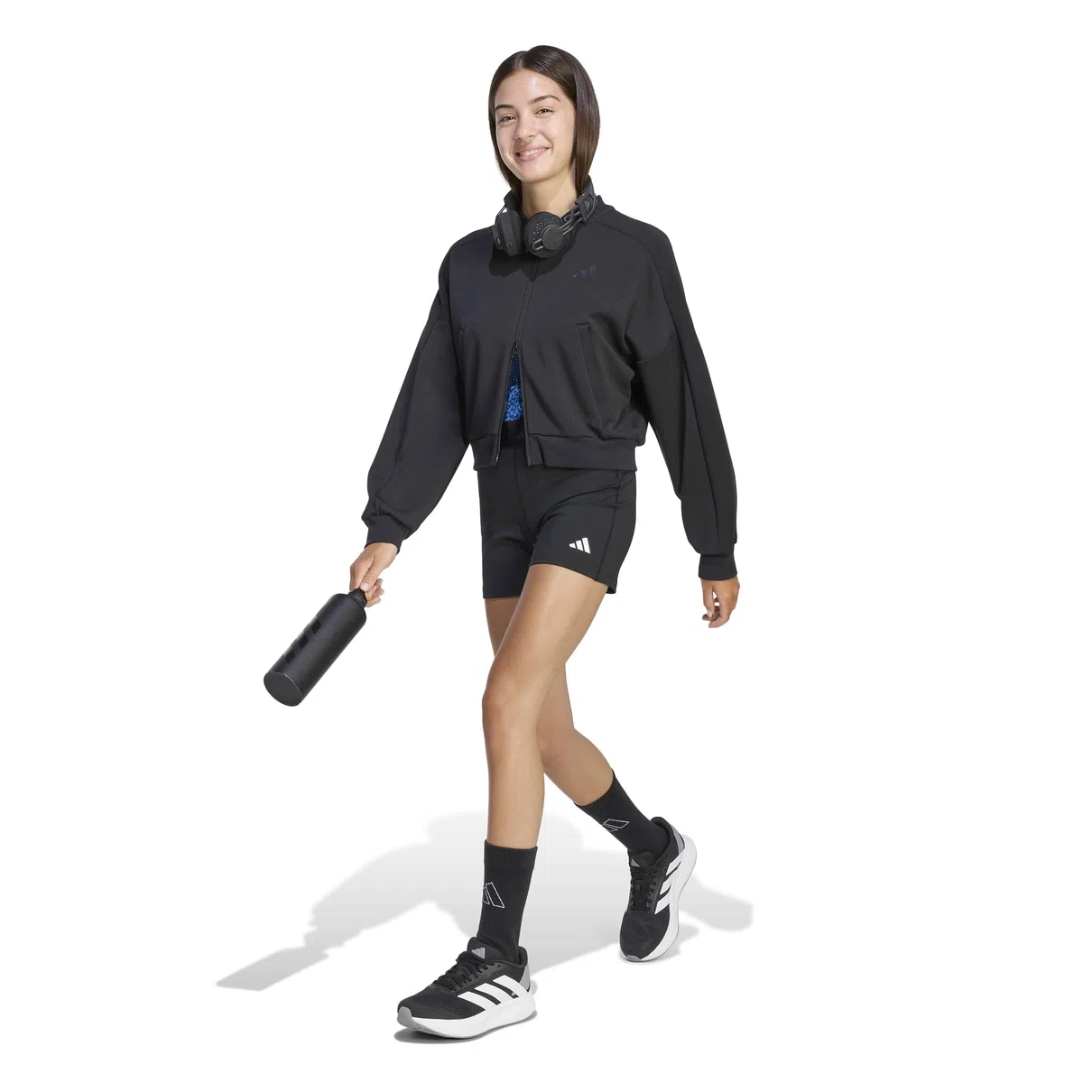 adidas Niños Teamwear Short Tight Laufbekleidung Mallas para Correr Black/Carbon/White - Negro
