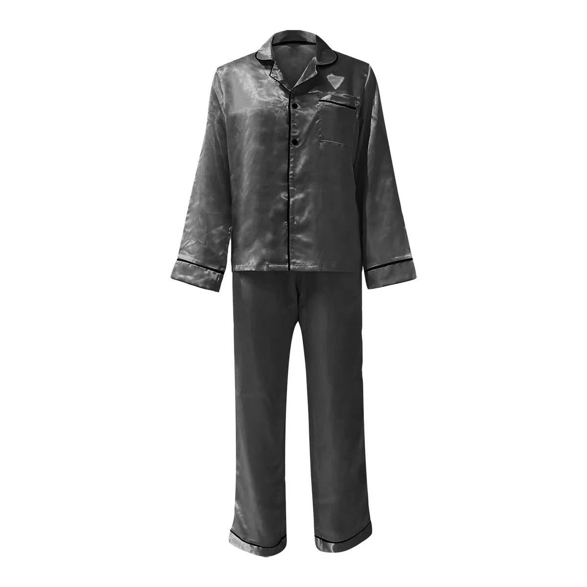 Conjunto de pijama de 4 piezas de satén y seda con mangas largas y botones para adolescentes y niñas