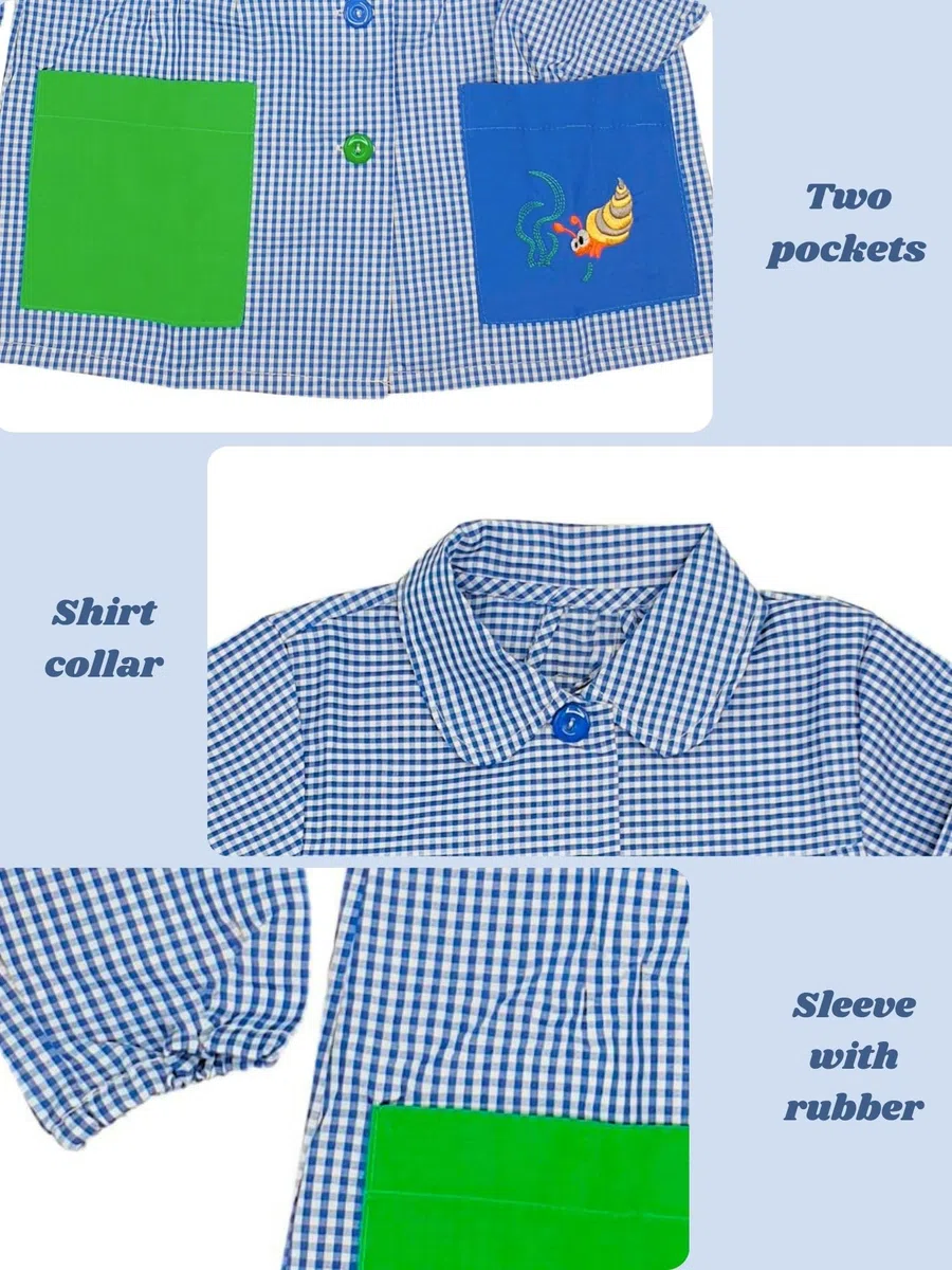 MAGIC SELECT Babi Escolar Infantil. Bata Escolar con Botones para Guardería y Colegio. Babi Infantil con Bolsillo Bordado, para Niños y Niñas.
