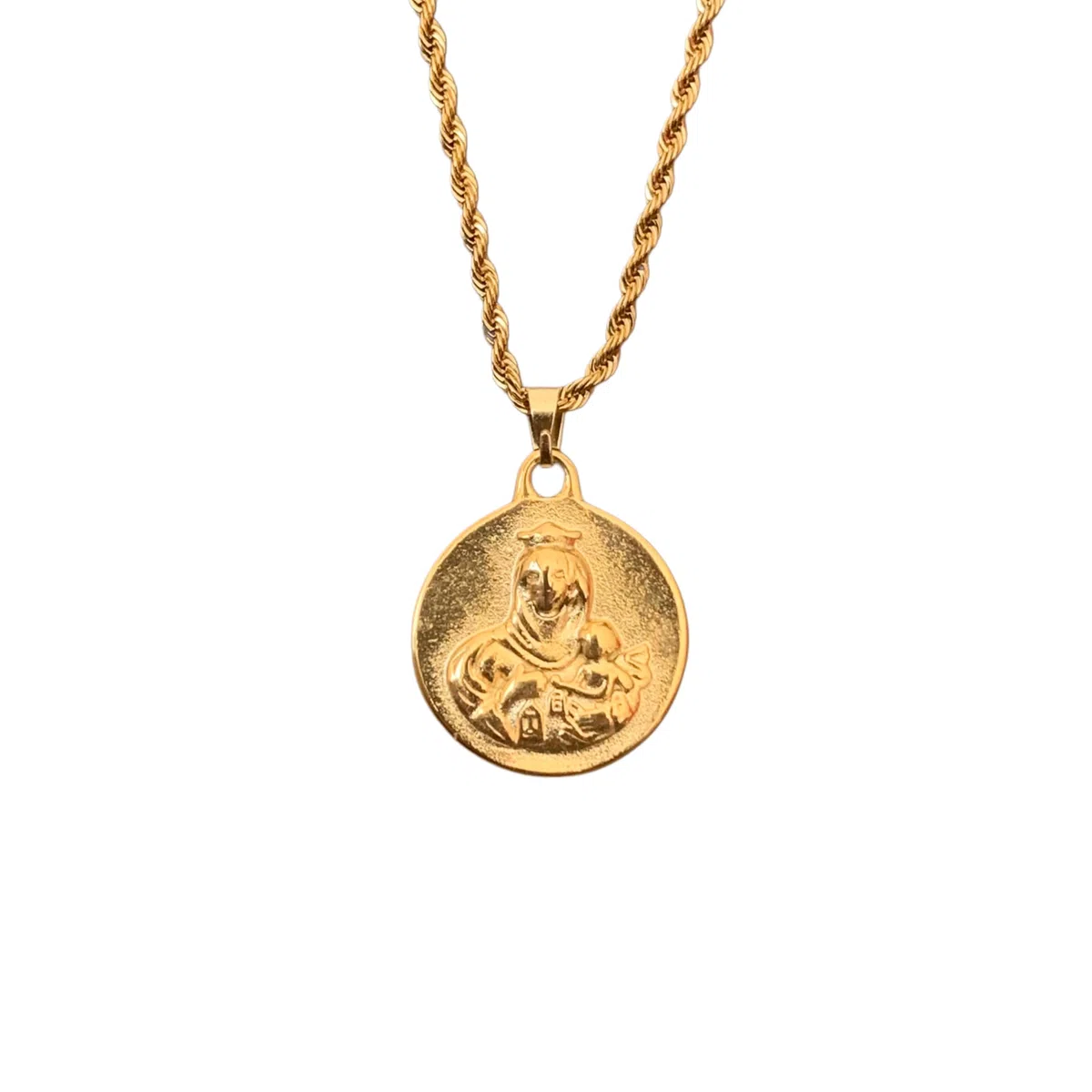 Collar Escapulario Imagen de la Virgen del Carmen en una cara y Sagrado Corazón de Jesús en la otra.Regalo perfecto para cualquier ocasión.