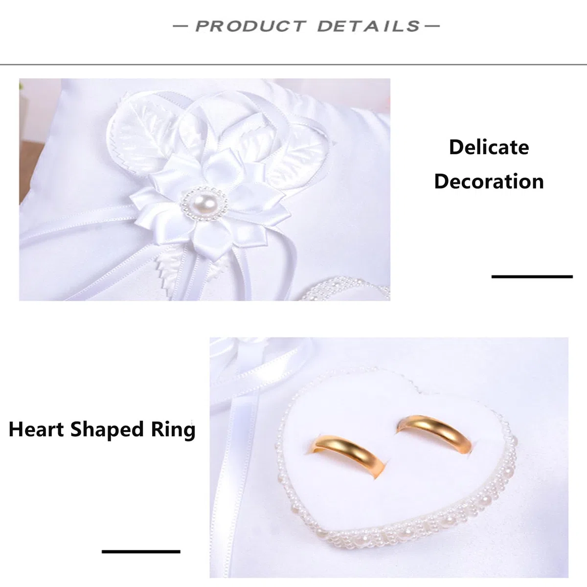Almohada para Anillos de Boda, Cojín para Anillo de Bodas, Anillo de Boda Portador Almohada, Almohada Anillos Encaje, con Perlas Artificiales Se, Se Puede Utilizar para Bodas, Regalos de San Valentín