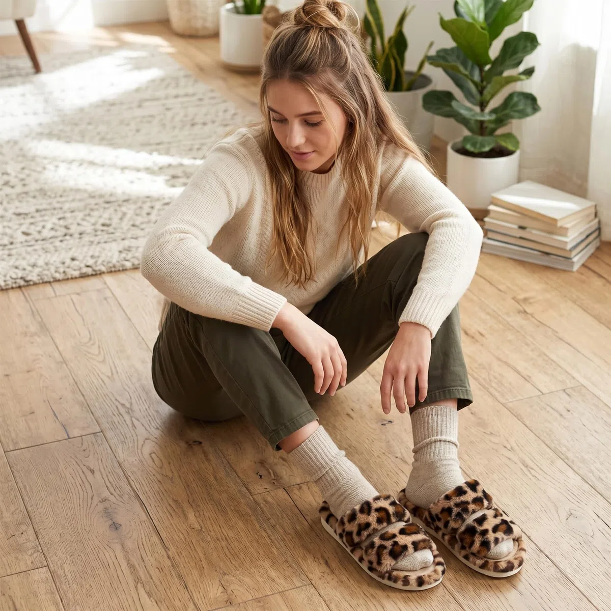 Donpapa Zapatillas de Estar por Casa Mujer Pantuflas Cómodas Cálido con Espuma de Memoria Confort Antideslizantes Interior Exterior