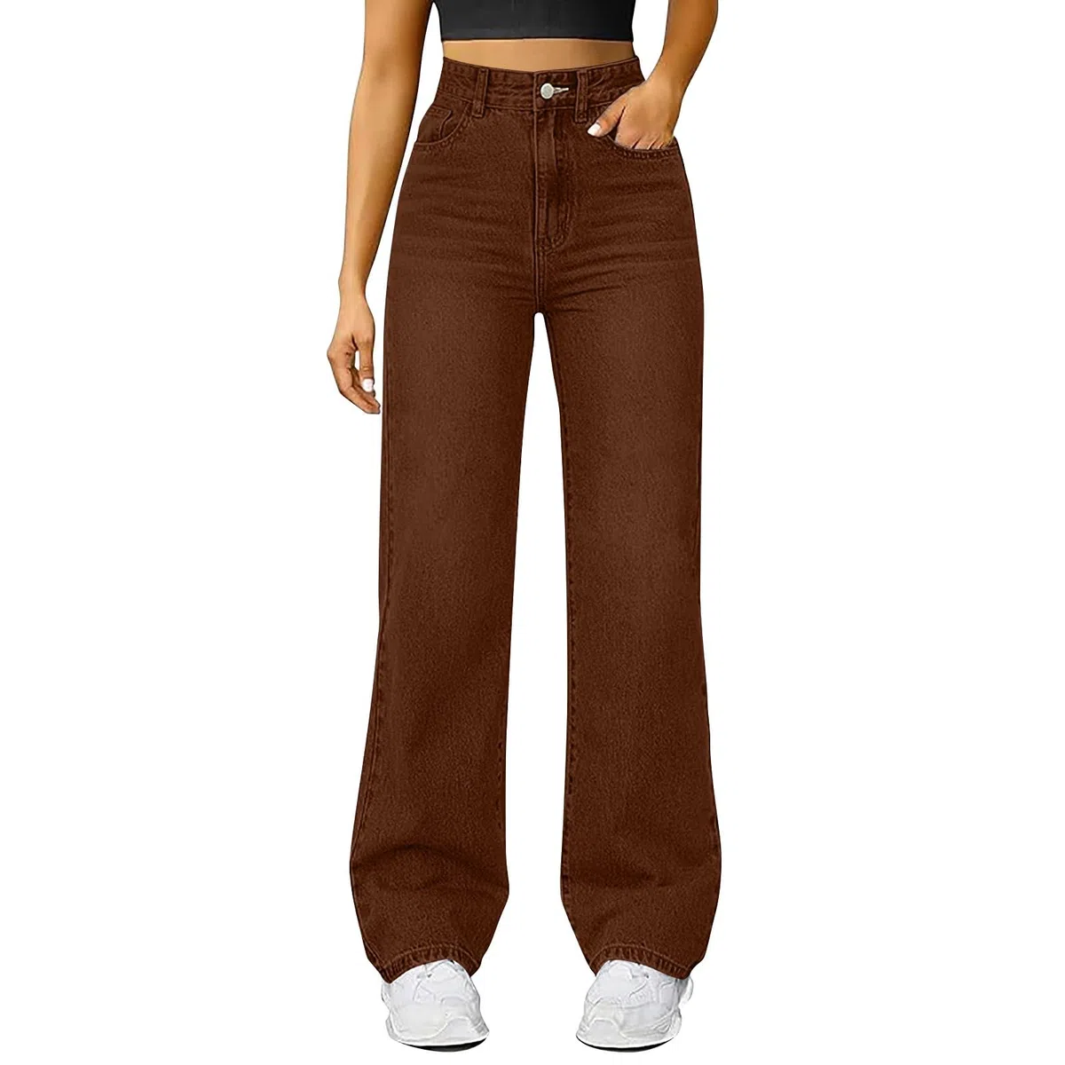 Vaqueros Mujer Rectos Talle Alto Push Up Pantalones Vaqueros Anchos Talle Alto con Bolsillos Jeans Mujer Anchos Talla Grande Vintage Classico Pantalon Denim Streetwear