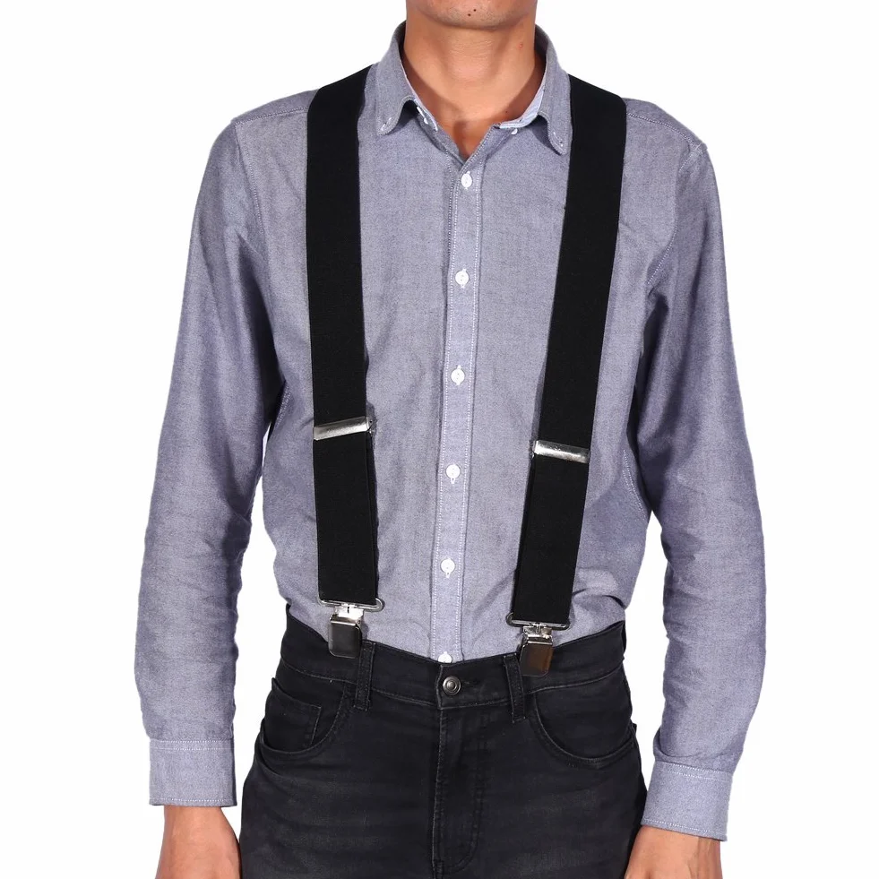 Tirantes anchos elásticos para hombre de los 50MM de las tirantes X forma los apoyos elásticos ajustables del pantalón con los clips del metal