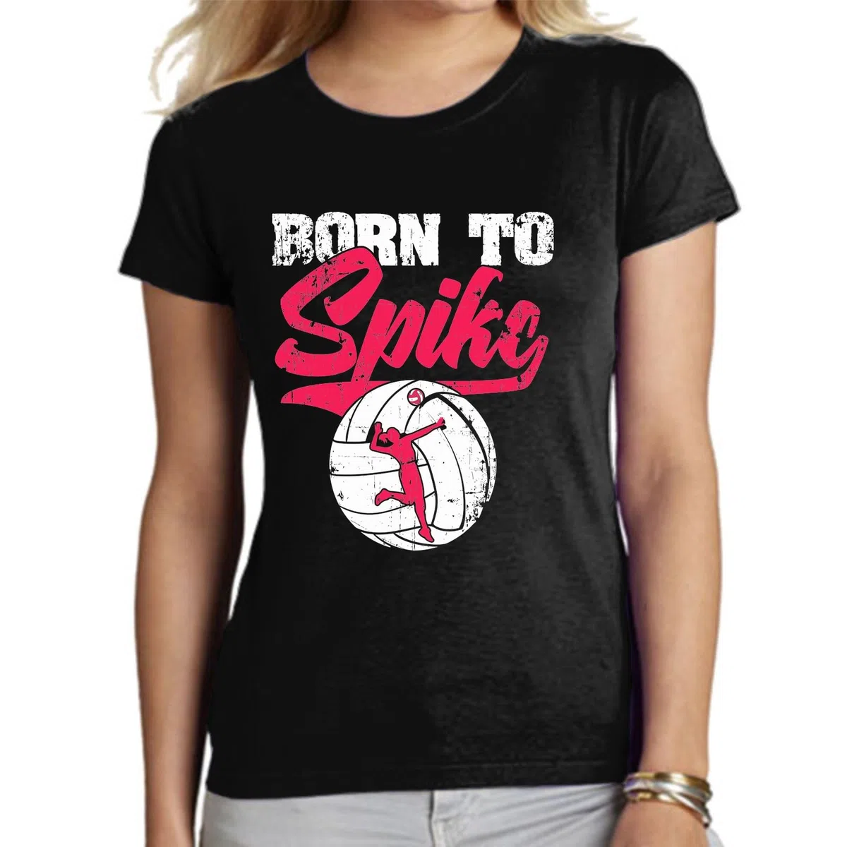 the Fan Tee Camiseta de Adulto de Mujer Deportes Volleyball Divertido Juego, Red, Deporte, volibolista, Balón, Remate, voleibolista 023 XS