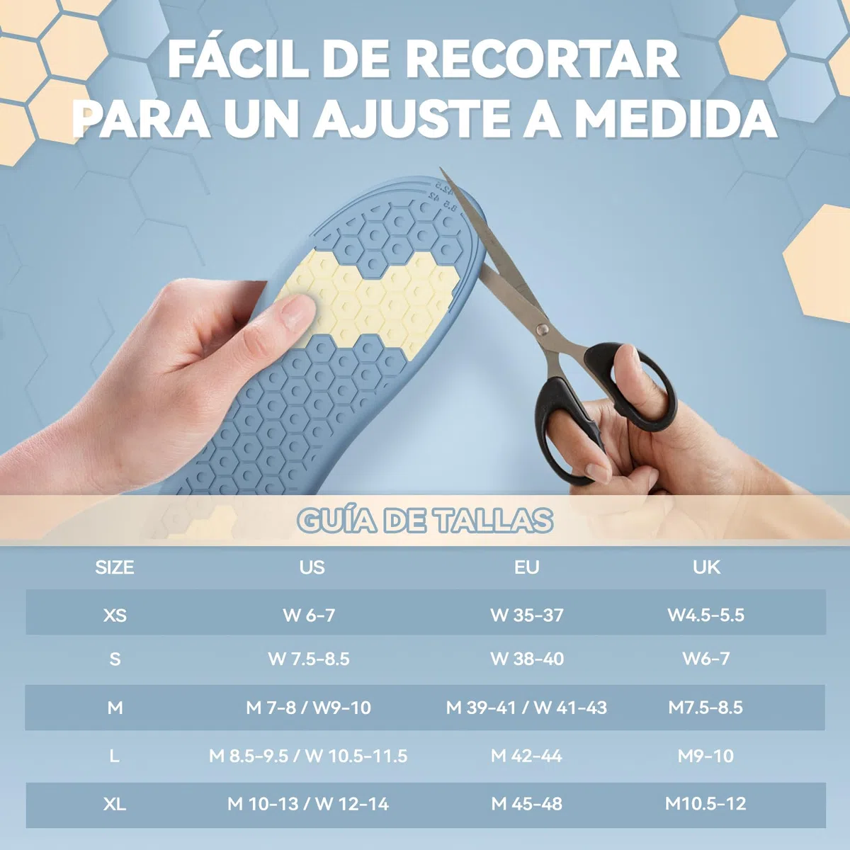 DynWalker Plantillas de Altura para Hombre y Mujer (+2,5 cm), Plantillas de Gel para Aumentar la Altura, Recortables de Forma Flexible, Resistentes a la Presión, Opción Perfecta para Citas, L