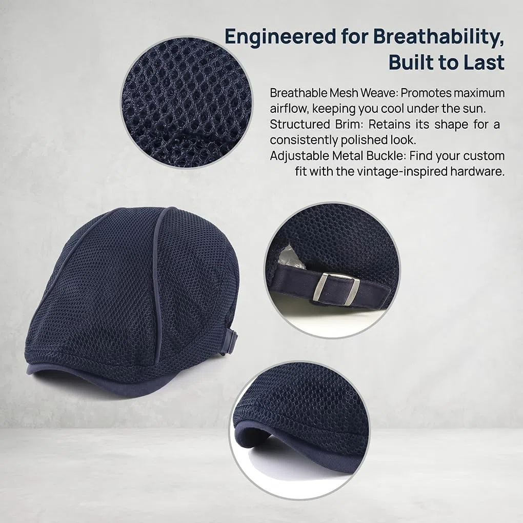 YAMEE Boinas Hombre Casual Transpirables de Malla,Gorra Planas Mujer Verano Anti-UV al Aire Libre,Irlandesa Beret Cap,Gorras Trucker,Sombrero de Sol Hombre Clásico Ajustable,para Training,Golf,Tenis
