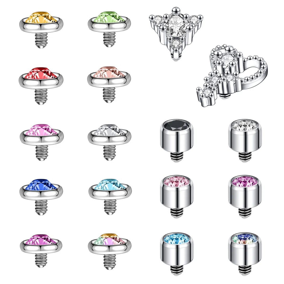 ZS 16G Stainless Steel Dermal Piercing Jewelry Diamond Dermal Anchor Tops CZ Skin Microdermal Piercing Jewelry for Men Women