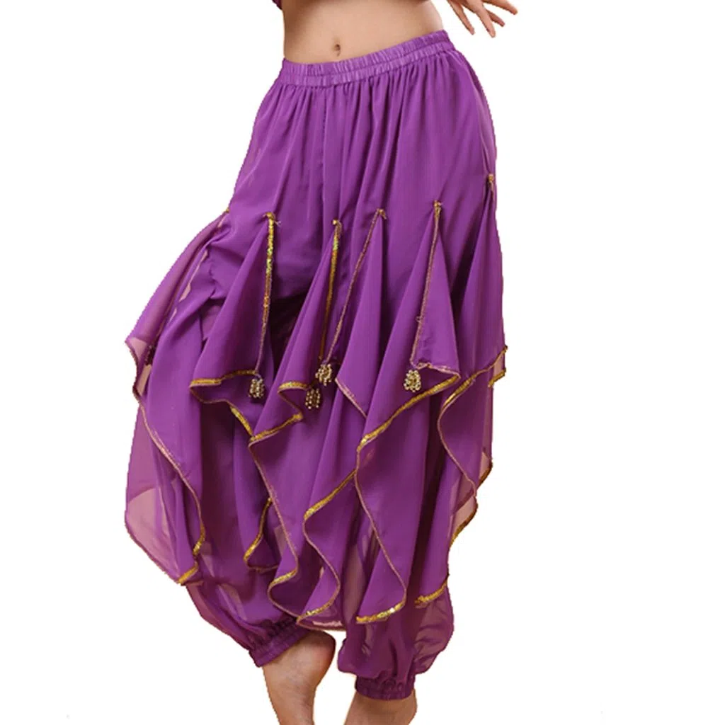 Baisdan Pantalones de harén para danza del vientre, disfraz de danza árabe india, pantalones tribales ondulados