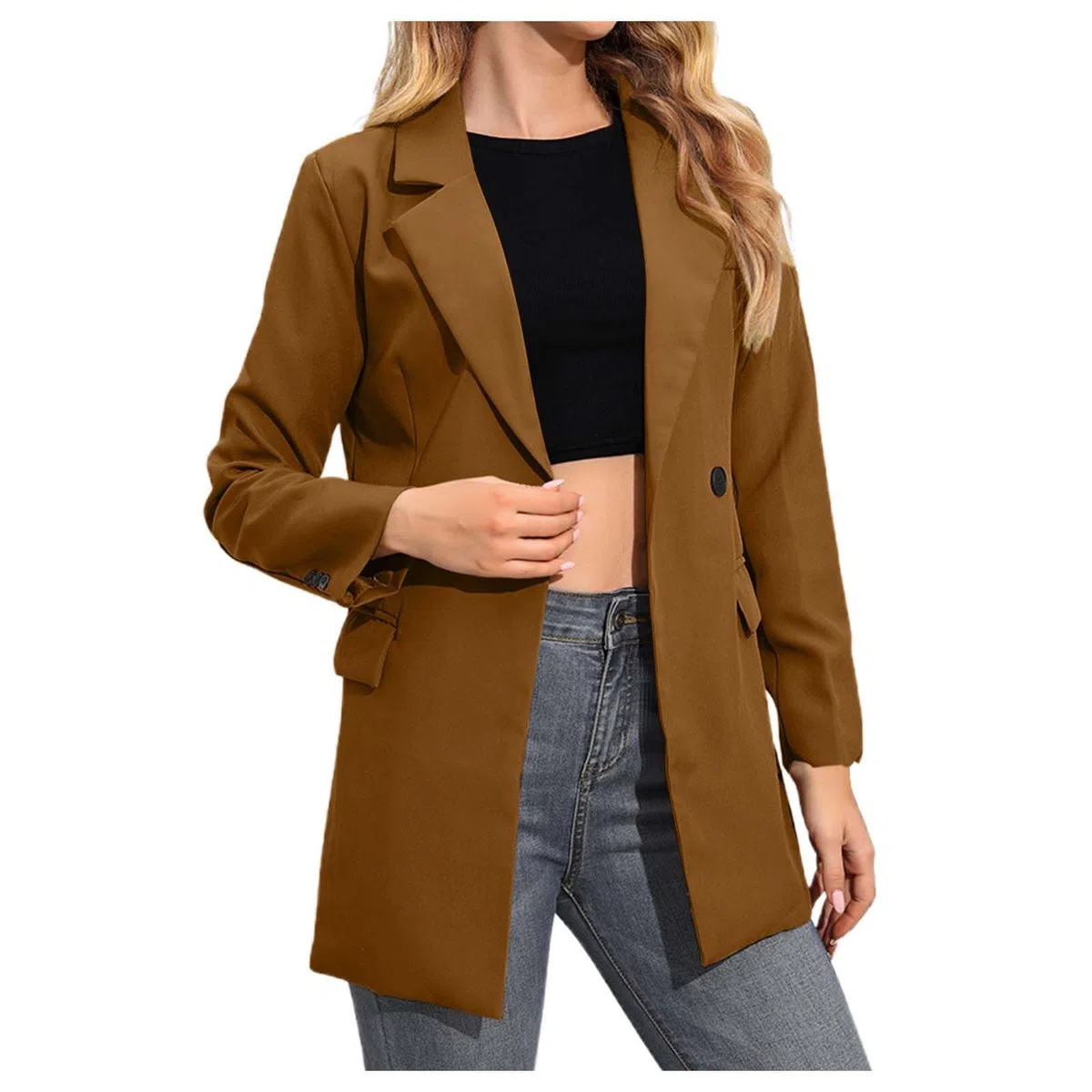 Blazer de Mujer Casual – Saco Largo de Manga Larga con Botón y Estilo Elegant Elegante