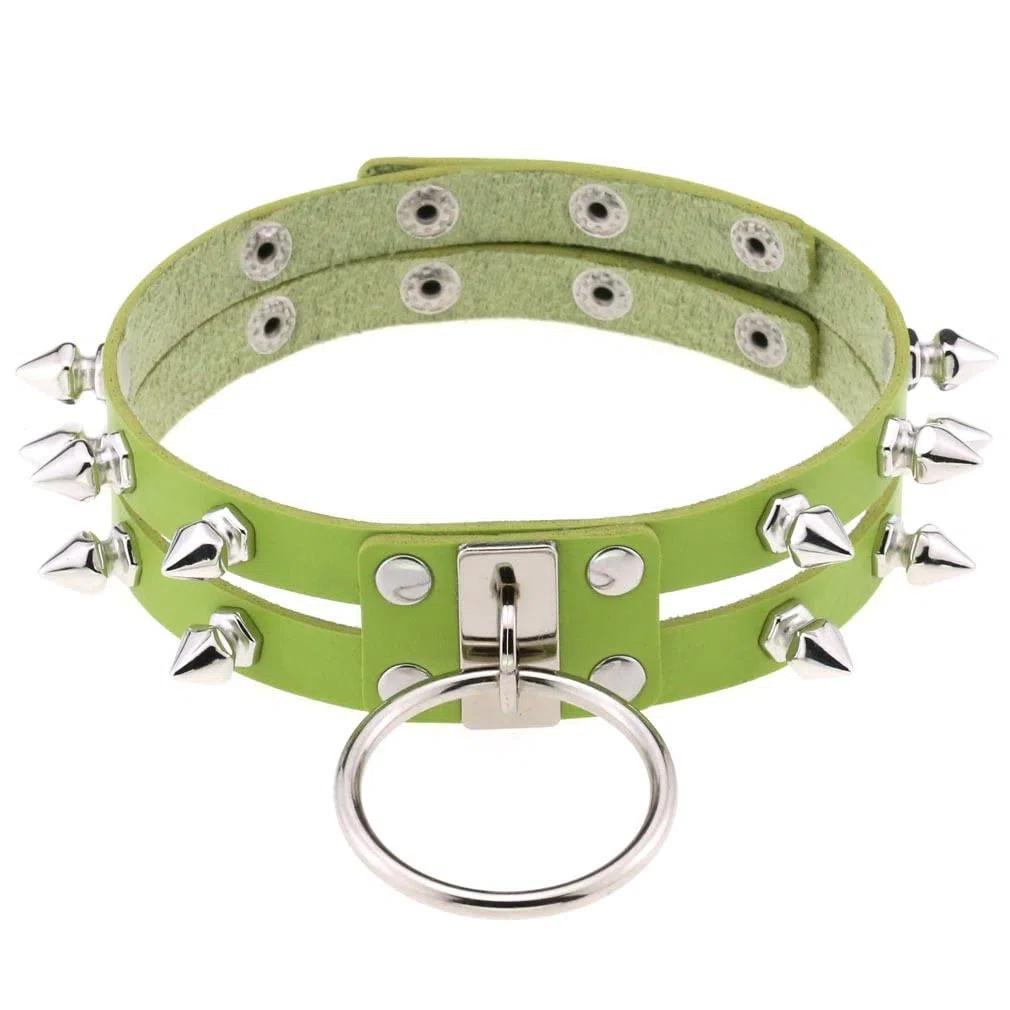 Collar punk redondo con pinchos para mujeres y hombres, con remaches tachonados, collar grueso, joyería gótica, accesorios góticos, rosa