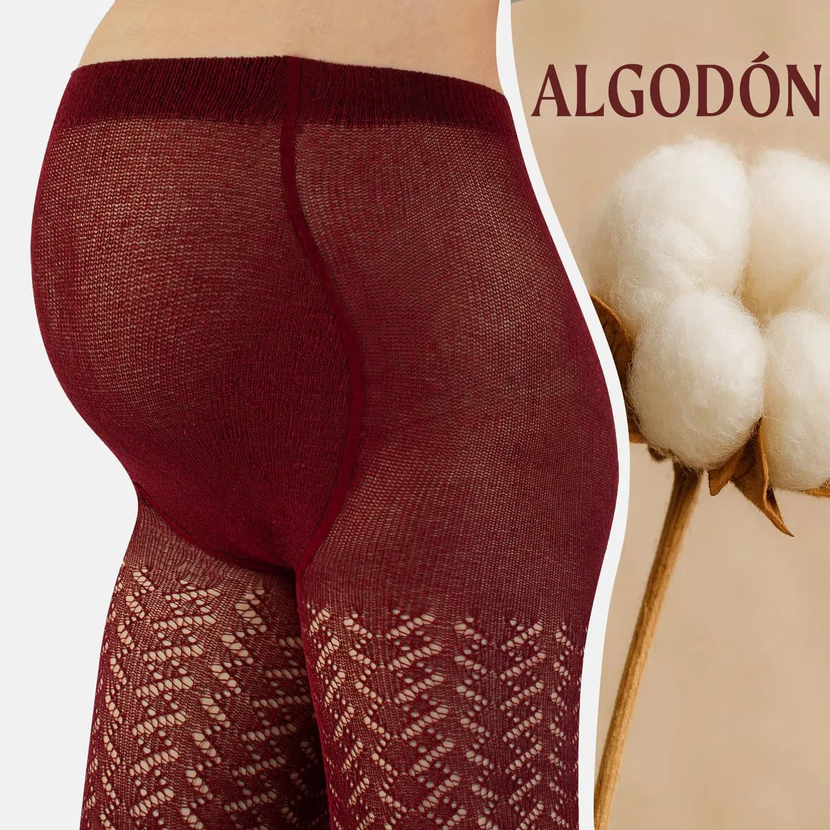 CALZITALY Medias Premama | Leotardos De Algodón Efecto Perle | Leotardos Efecto Perle Diseno Chevron | 300 Den | Gris, Granate, Marrón, Azúl, Negro | S, M, L, XL | Calcetería Italiana |