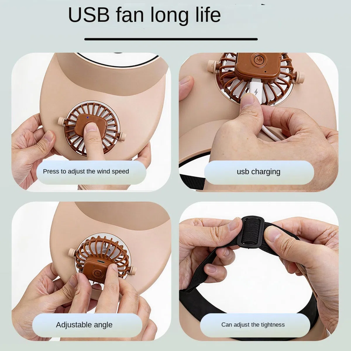 Gorra con Ventilador | Visera Ajustable Recargable y Transpirable - Sombrero Solar de Viaje | para Verano, Camping, jardín, Senderismo, Viaje, Playa, Deportes, Golf, navegación