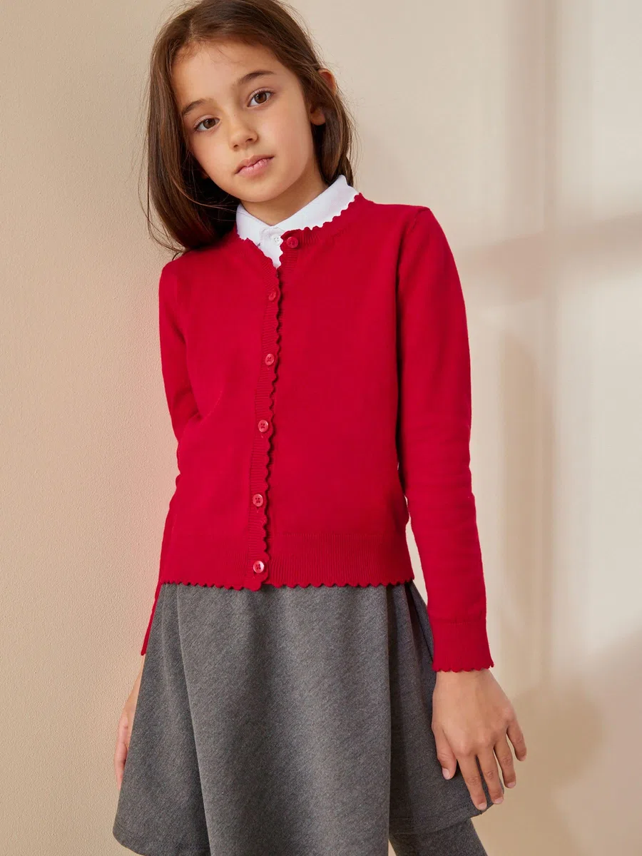 NEXT Niñas Cárdigan Estilo Universitario con los Bordes festoneados de Cotton Rich