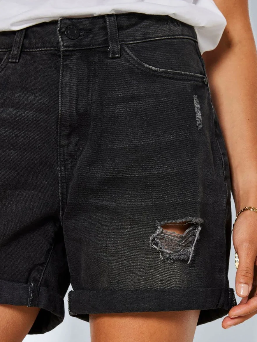NOISY MAY Smiley Destroy Mujer Pantalones Cortos Negro