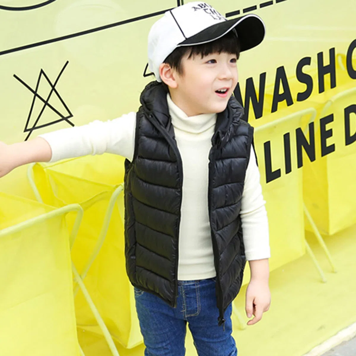 Genérico Chaleco Unisex Sin Mangas Chaqueta Niños Niñas Con Cremallera y Bolsillos Abrigo De Invierno Acolchado Invierno Abrigos Sólidos Chaqueta Con Capucha Chaleco Prendas De Vestir Exteriores