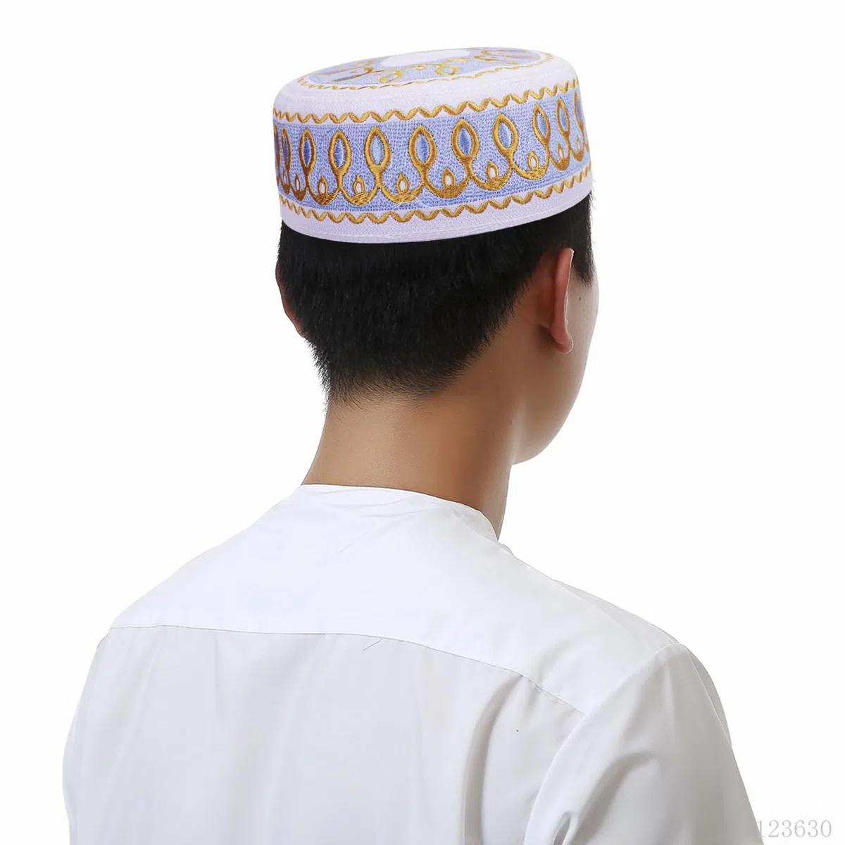 Sombrero de oración musulmán para niños Kufi islámico redondo bordado gorra masculina turca Arabia Ramadán Bordado Cap Atmable Bordado Arabia Saudita Beanie Sombrero para el sol para niños y