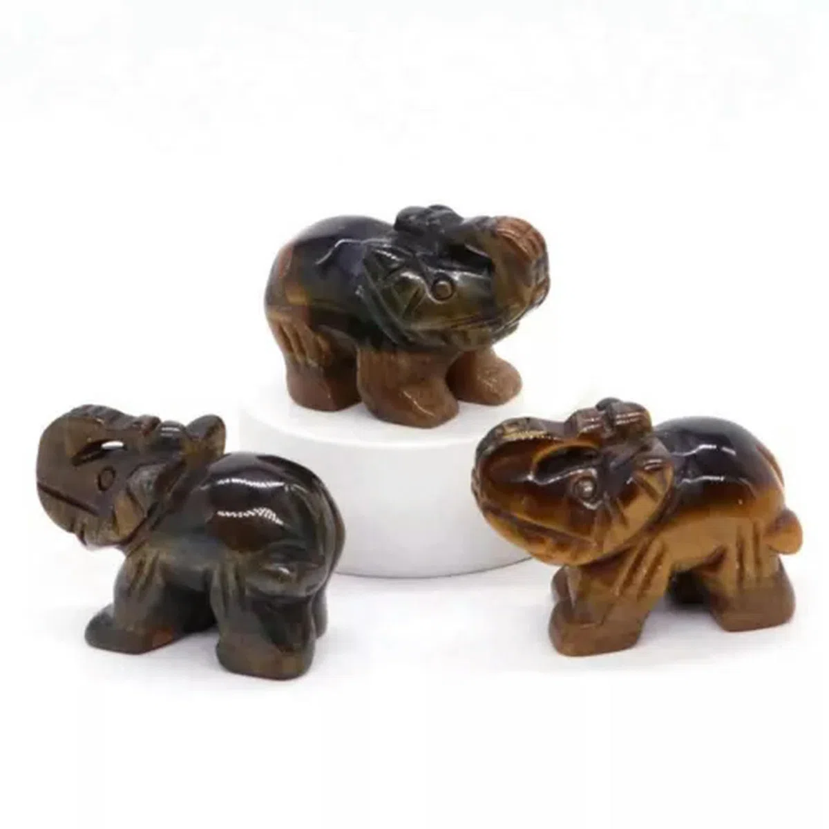 Piedra Preciosa Natural de Cristal de Cuarzo con Forma de Elefante Tallado en Roca, decoración de Animales: Piedra de Ojo de Tigre de Cuarzo