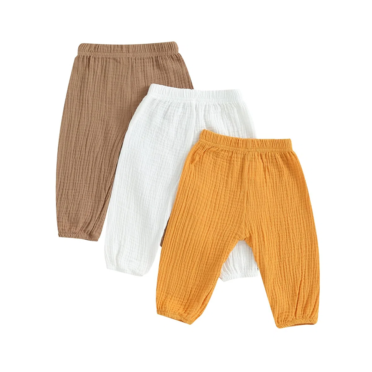 Pantalones para bebé, niña, niño, 3 piezas, color sólido, cintura elástica, pantalones casuales para primavera, otoño, casuales, suaves, pantalones deportivos unisex para el verano