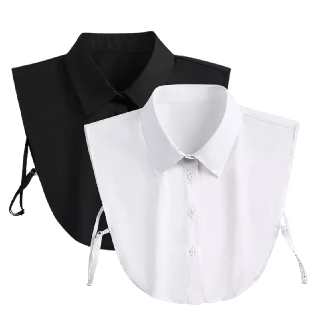 2 piezas cuello de camisa falso en blanco y negro, cuello de camisa falso elegante desmontable para mujer, cuello cuadrado de media camisa