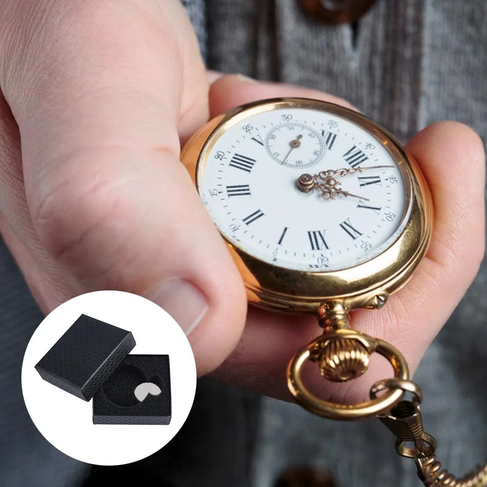 DICOSMETIC 12 cajas de regalo negras para relojes de bolsillo con textura de rombos, caja de embalaje de reloj de bolsillo individual con forro de esponja para hombres y mujeres, se adapta a relojes