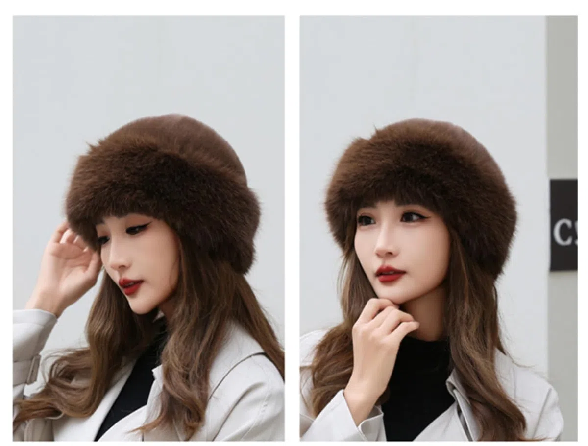 YEKEYI Sombrero cálido de piel sintética para mujer, sombrero de moda para invierno, sombrero de visón sintético, versátil, boina de invierno