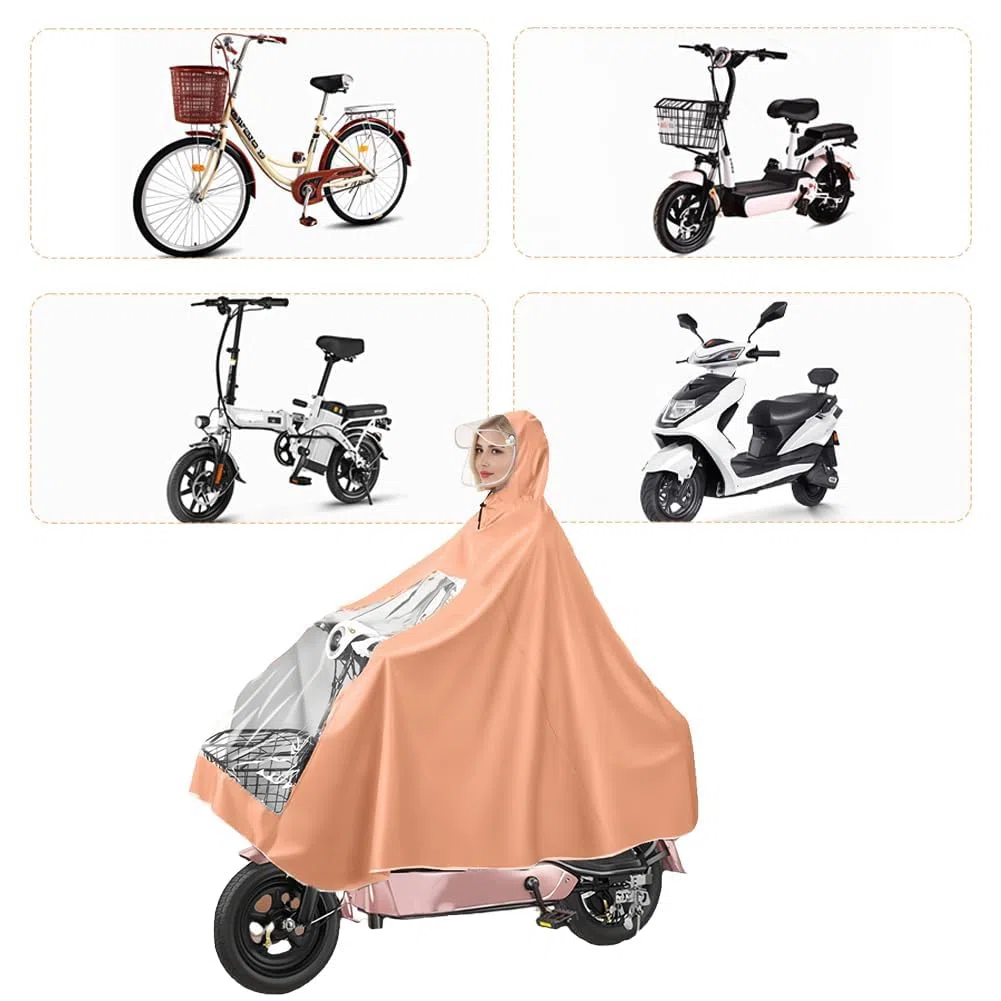 Capa de Lluvia para Motocicleta Eléctrica, Impermeable Reutilizable de Cuerpo Completo, Impermeable para Ciclismo con Casco, a Prueba de Tormentas, Unisex, Chaqueta Poncho con