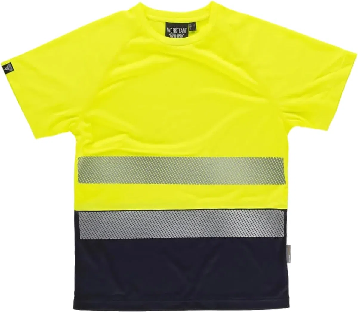 WORKTEAM Camiseta Alta Visibilidad ISO 20471, Manga Corta, Reflectante Segmentada, Transpirable, Ligera y Resistente, Tejido Técnico Micropiqué. Unisex