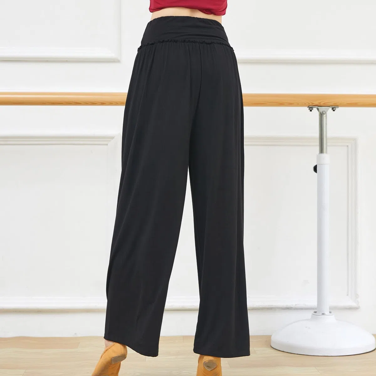 Pantalones casuales para mujer, pantalones de baile clásicos, piernas anchas, bolsillo recto, pantalones largos, gimnasia, ejercicios, pantalones de entrenamiento de danza para mujer