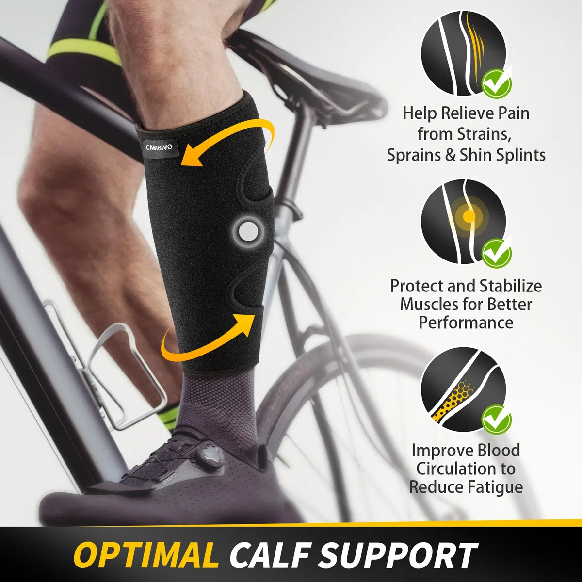 CAMBIVO Medias Compresion para Pantorrilla x2, Calcetines de Compresión Mujer Hombre, Ajustable Mangas de Compresión para Dolor Muscular, Varices, Deporte, Running, Ciclismo, Trabajo, Vuelo