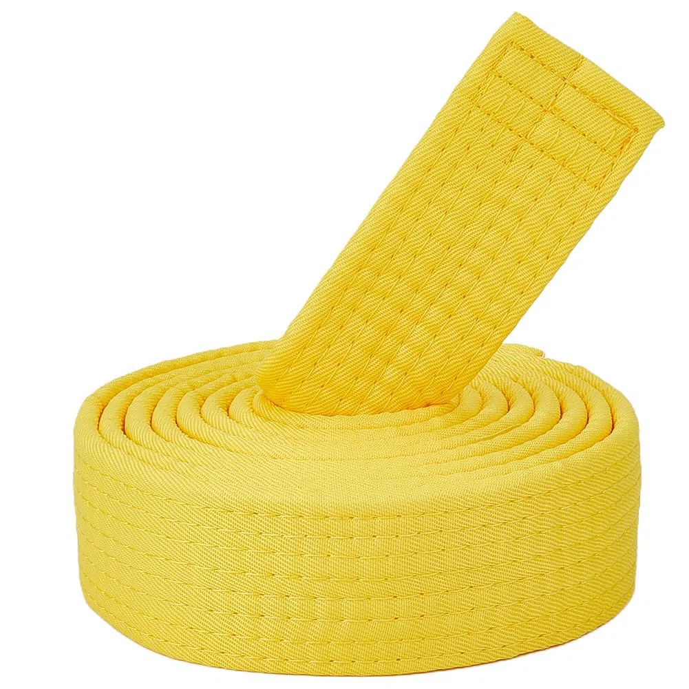 CREATCABIN Cinturón Amarillo de Jiu Jitsu de Poliéster para Artes Marciales, Cinturón de Judo, Jiu-Jitsu, TKD, Aikido, Uniforme, Cinturón de Rango, Largo, Suave, Ajuste Universal, Cinturones de Taekwo